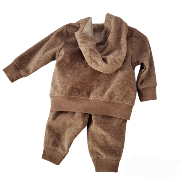NWOT Child of mine By Carters Fleece Brown Bear Jacket & Pants Set /0-3m - Picture 2 of 3